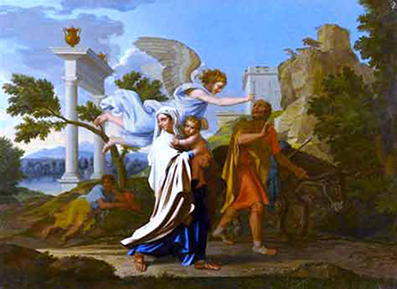 Poussin fute en Egypte